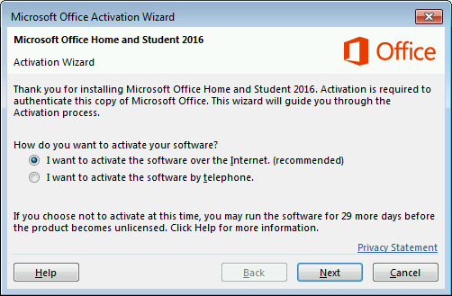 Microsoft office activation